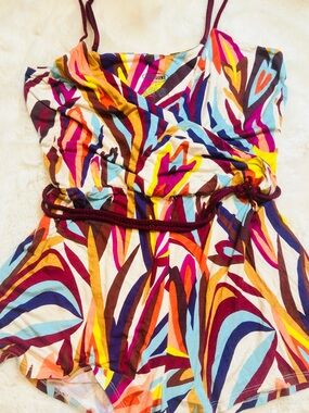 Missoni for target Multicolor Abstract Strap Romper in White, Pink, Yellow, Blue